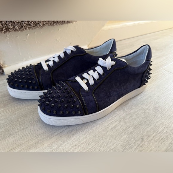 Christian Louboutin Vieira orlato navy blue suede sneakers